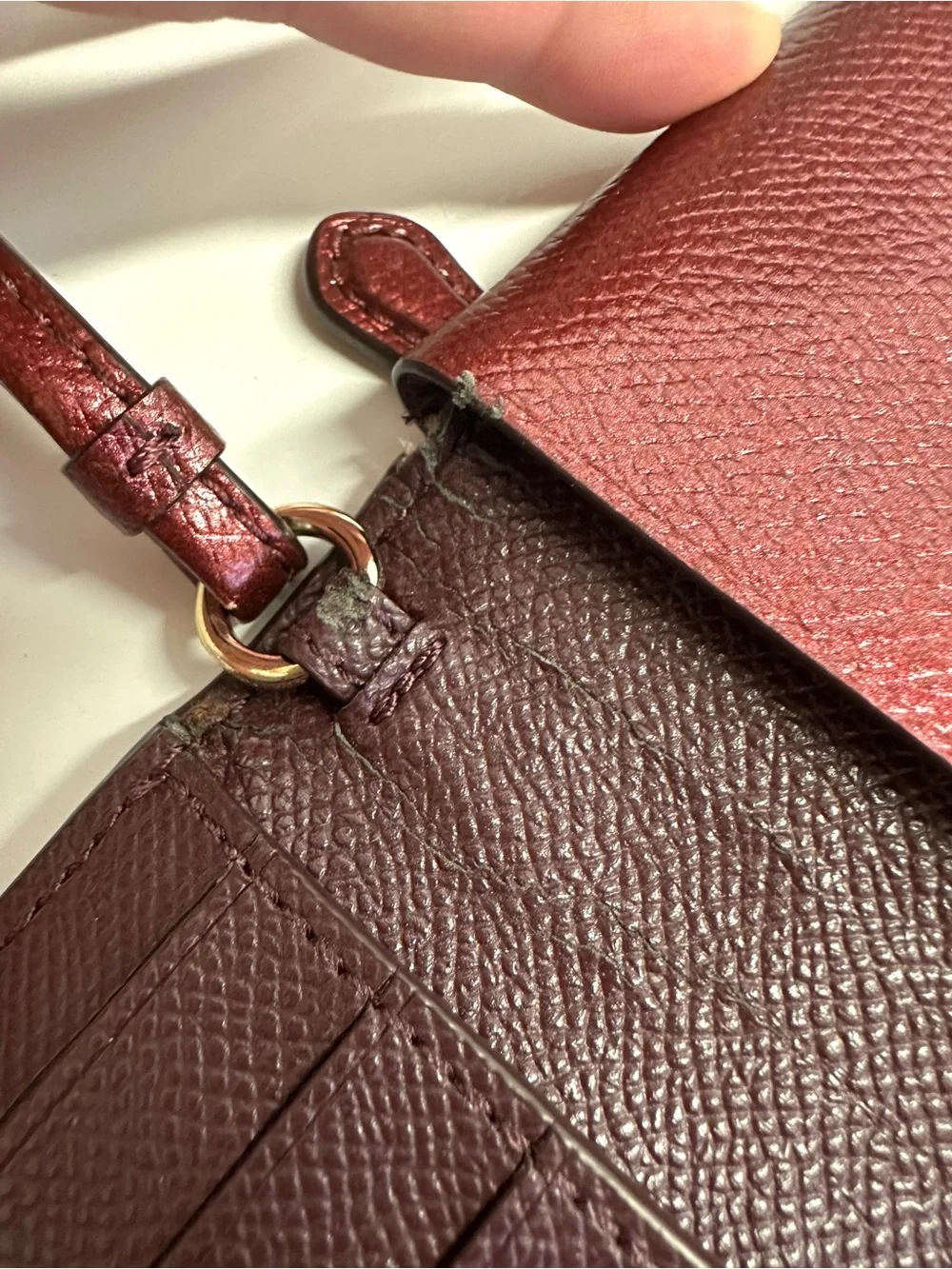 Coach Cherry Red Shiny Metallic Bi-Fold Wallet Wristlet